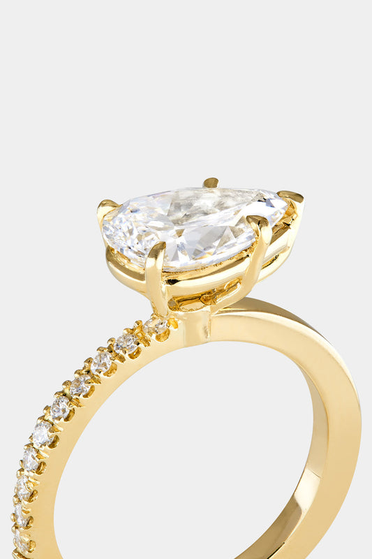 Marquise Shaped Three Stone Lab Grown Diamond Engagement Ring