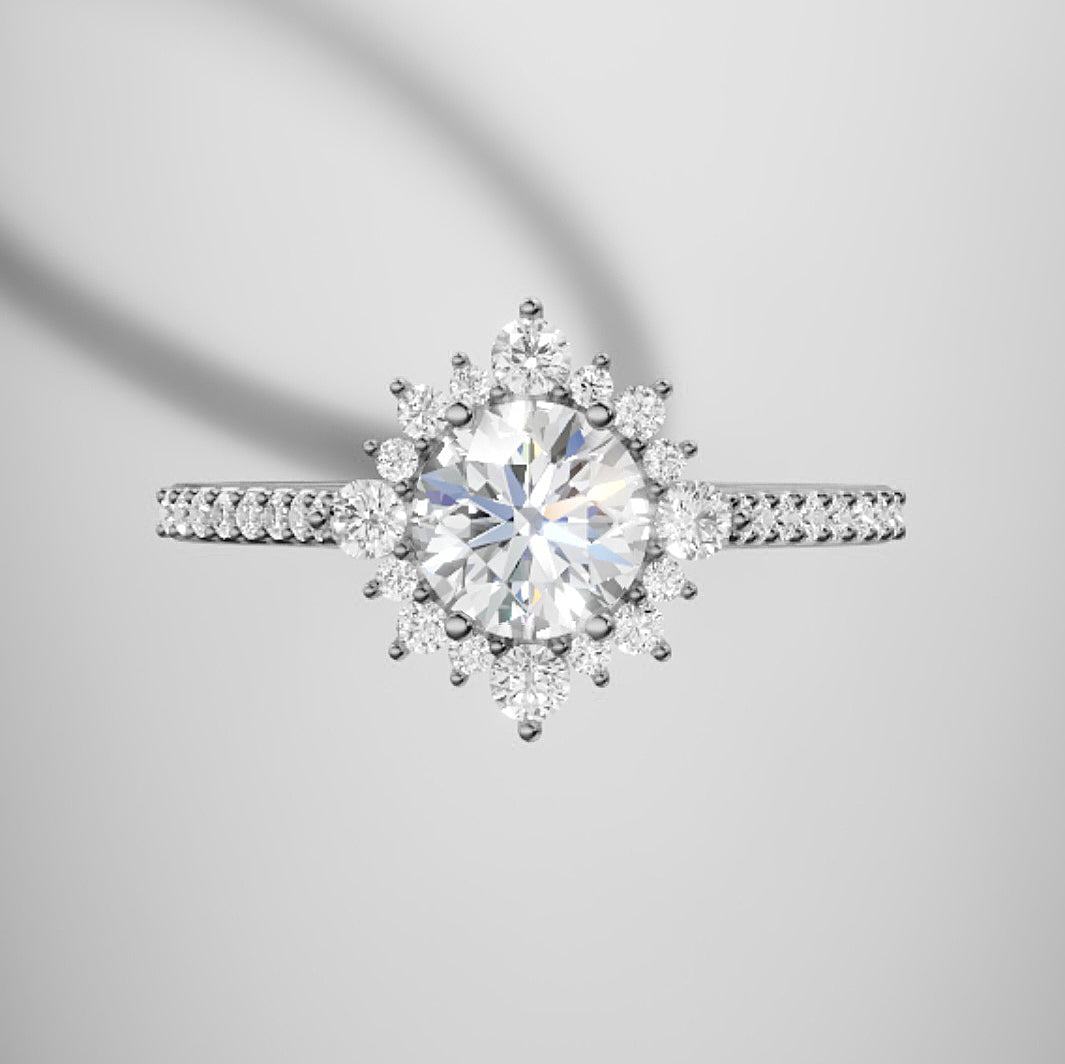 Marquise Shaped Three Stone Lab Grown Diamond Engagement Ring