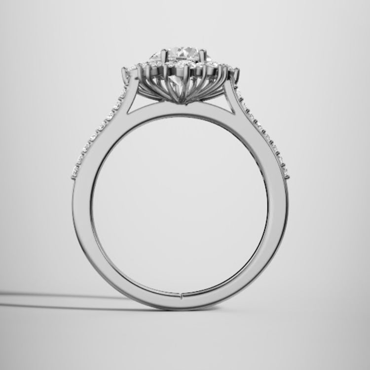 Marquise Shaped Three Stone Lab Grown Diamond Engagement Ring