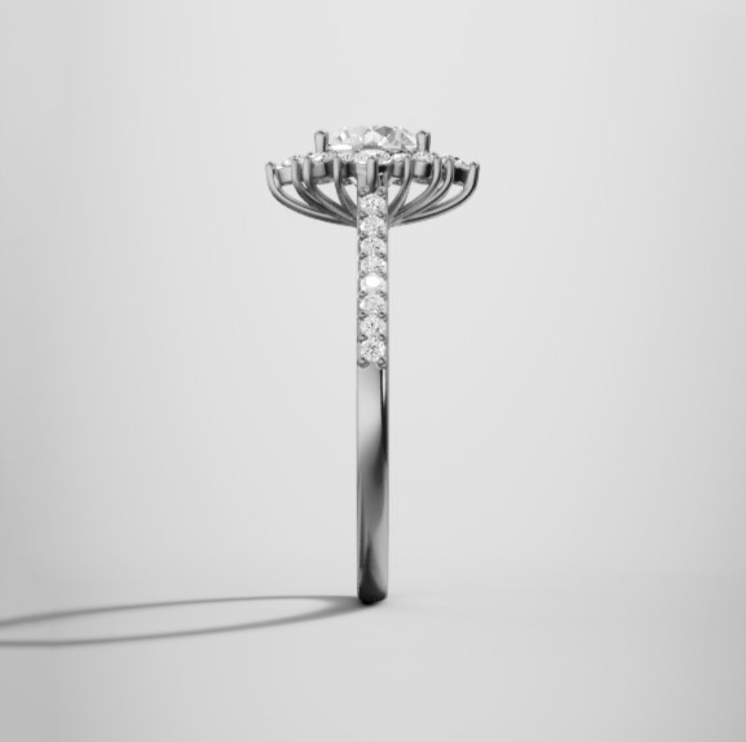 Marquise Shaped Three Stone Lab Grown Diamond Engagement Ring