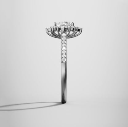 Marquise Shaped Three Stone Lab Grown Diamond Engagement Ring