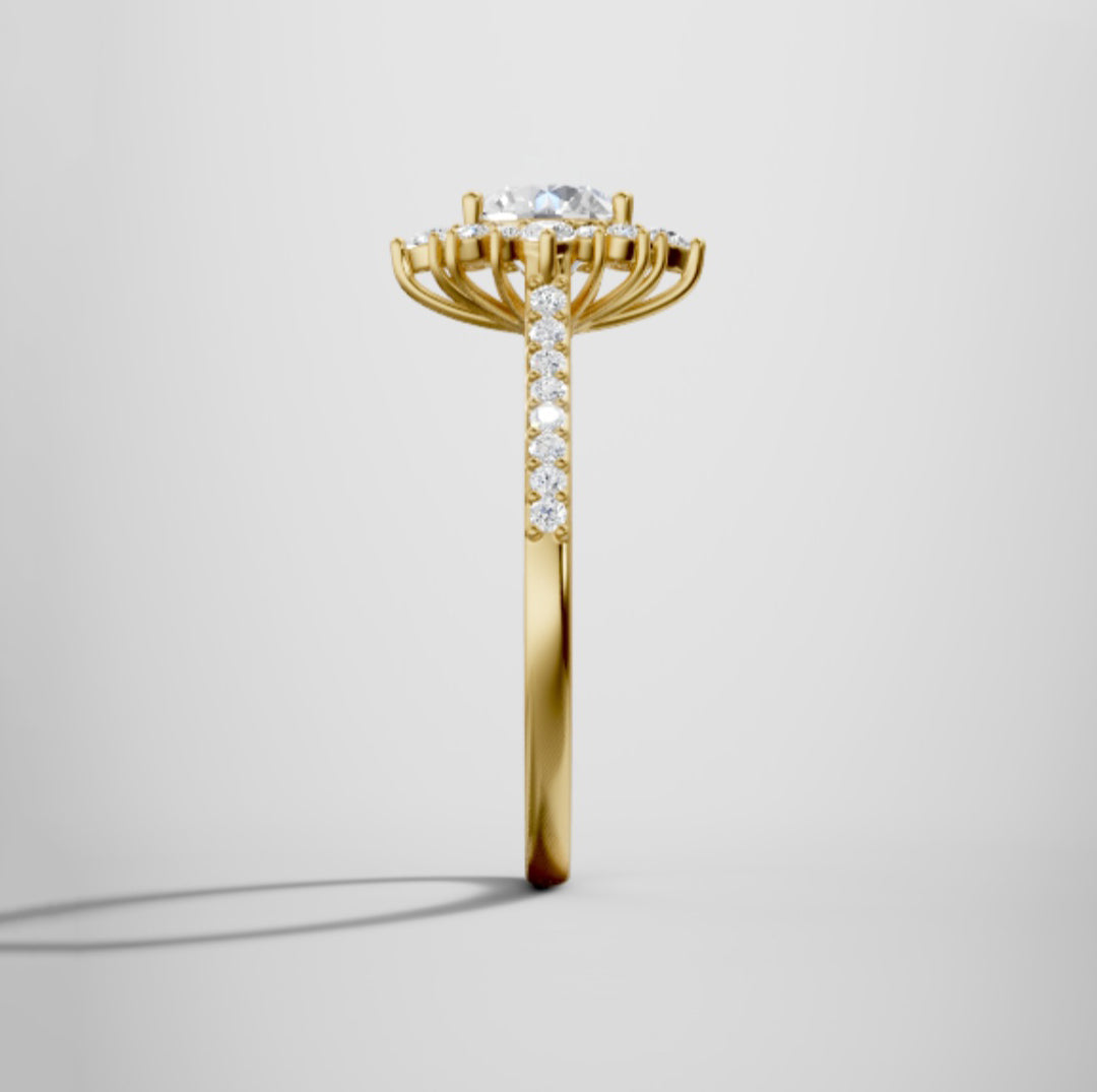 Marquise Shaped Three Stone Lab Grown Diamond Engagement Ring