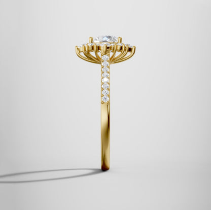 Marquise Shaped Three Stone Lab Grown Diamond Engagement Ring