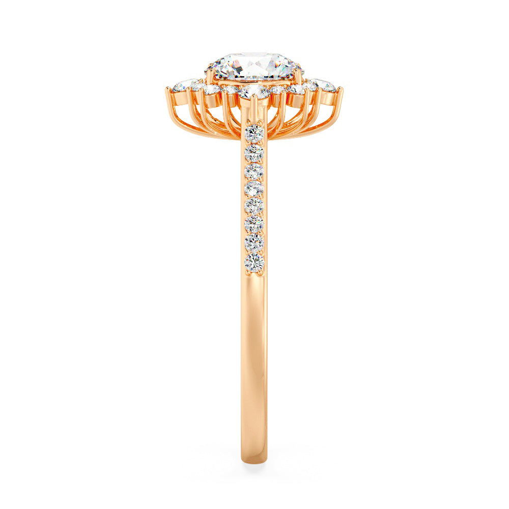 Marquise Shaped Three Stone Lab Grown Diamond Engagement Ring