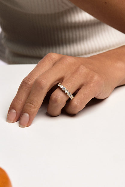 0.25 TCW Round Shaped Half Eternity Lab Grown Diamond Wedding Band