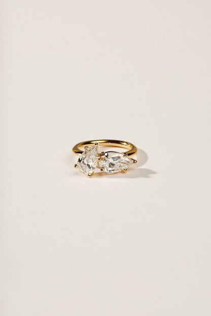 Marquise Shaped Three Stone Lab Grown Diamond Engagement Ring