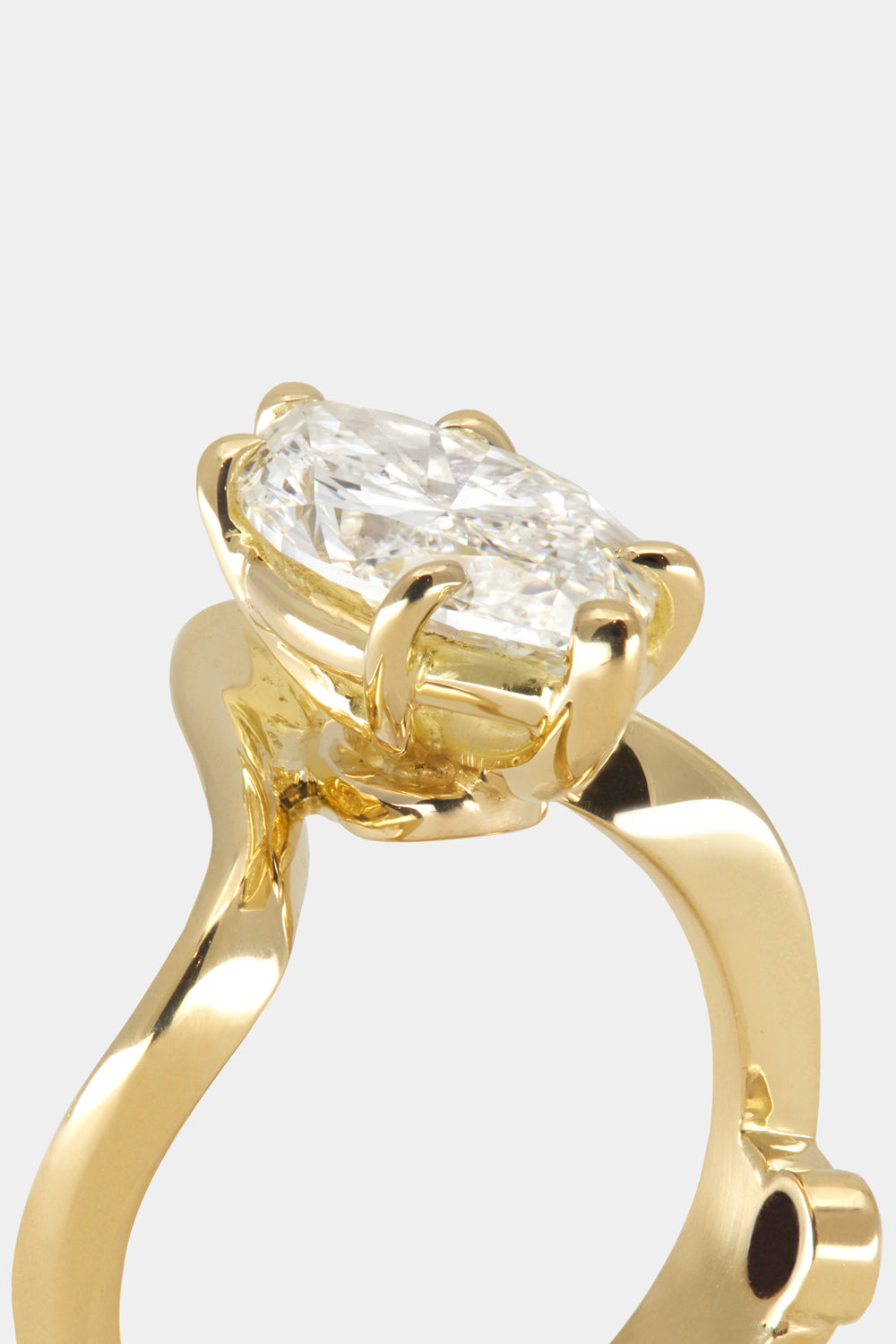 Marquise Shaped Three Stone Lab Grown Diamond Engagement Ring