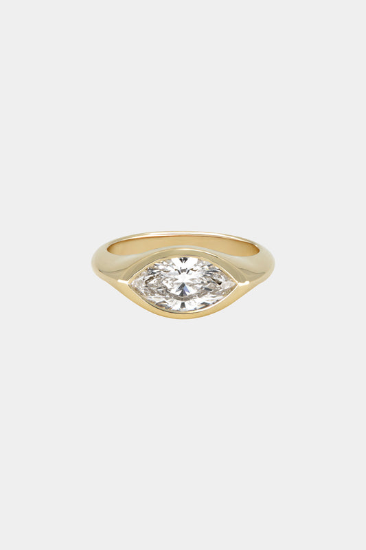 Marquise Shaped Three Stone Lab Grown Diamond Engagement Ring