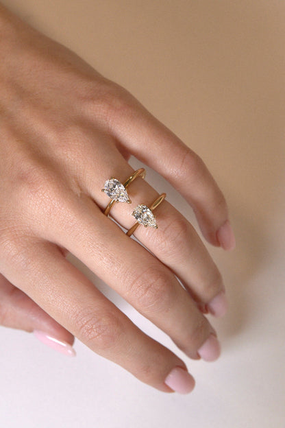 Marquise Shaped Three Stone Lab Grown Diamond Engagement Ring