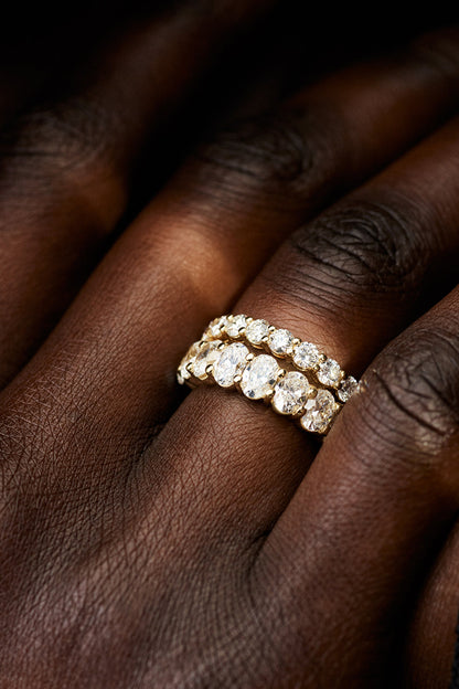 0.25 TCW Round Shaped Half Eternity Lab Grown Diamond Wedding Band