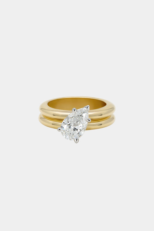 Marquise Shaped Three Stone Lab Grown Diamond Engagement Ring