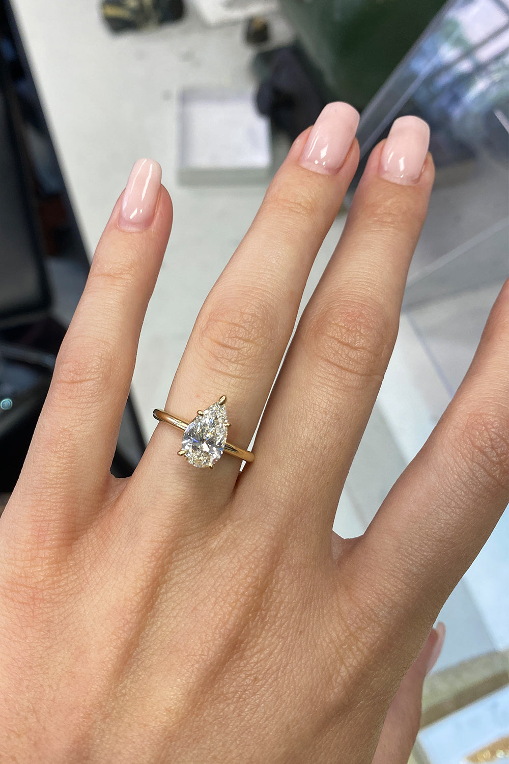 Marquise Shaped Three Stone Lab Grown Diamond Engagement Ring