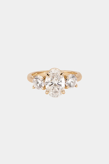 Marquise Shaped Three Stone Lab Grown Diamond Engagement Ring