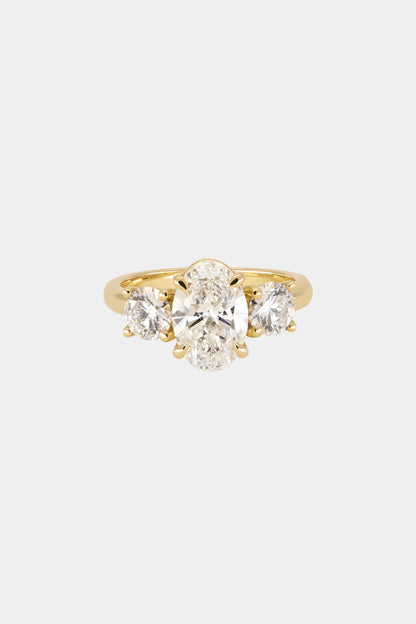 Marquise Shaped Three Stone Lab Grown Diamond Engagement Ring