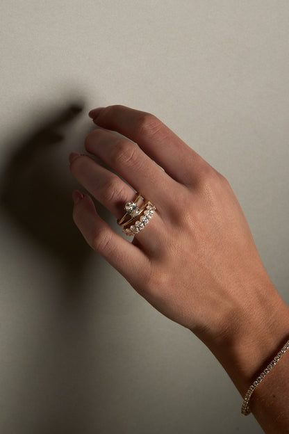 0.25 TCW Round Shaped Half Eternity Lab Grown Diamond Wedding Band