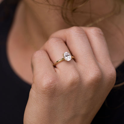 Marquise Shaped Three Stone Lab Grown Diamond Engagement Ring