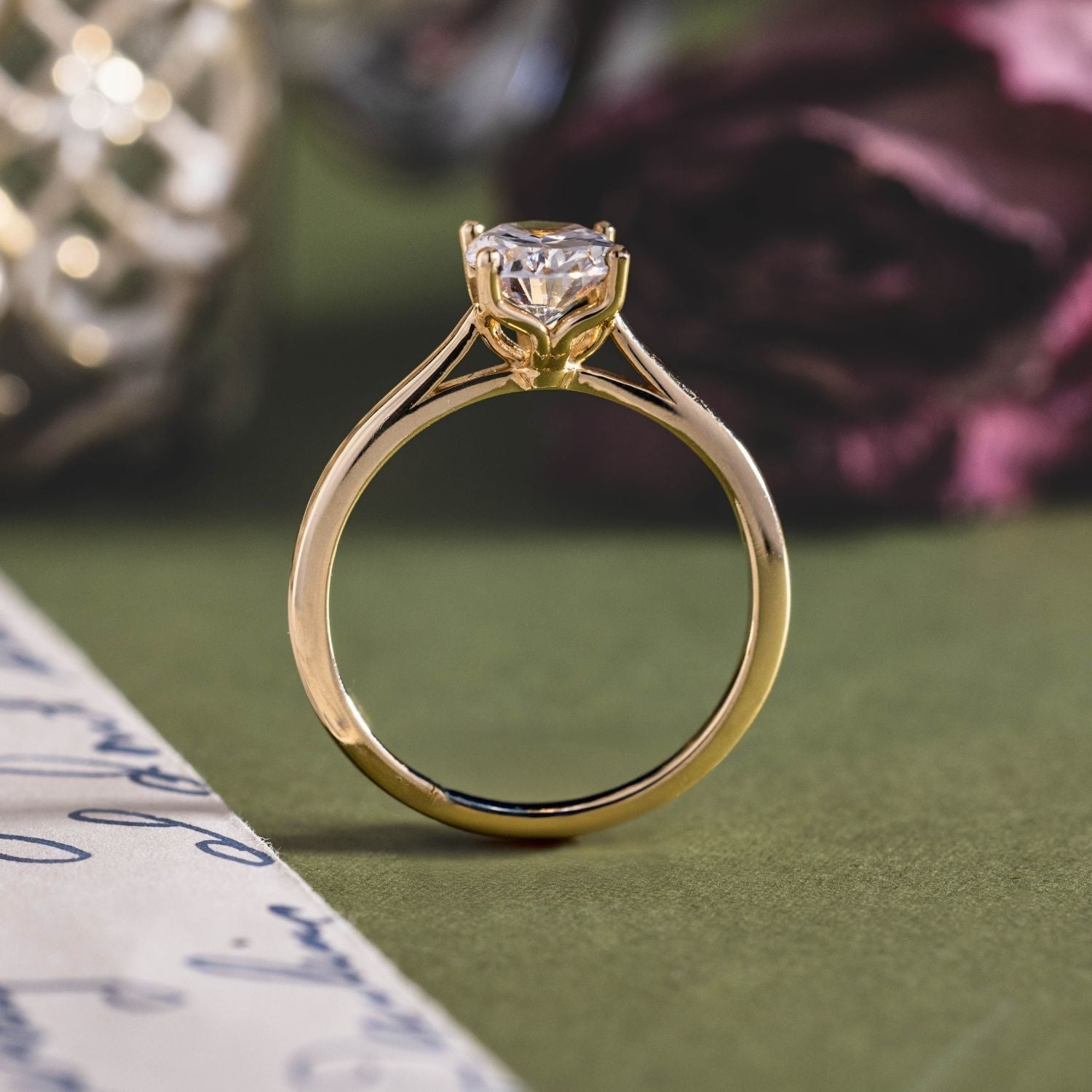 Marquise Shaped Three Stone Lab Grown Diamond Engagement Ring