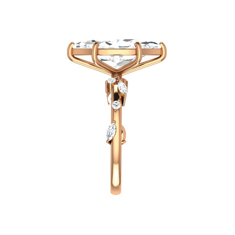 Marquise Shaped Three Stone Lab Grown Diamond Engagement Ring