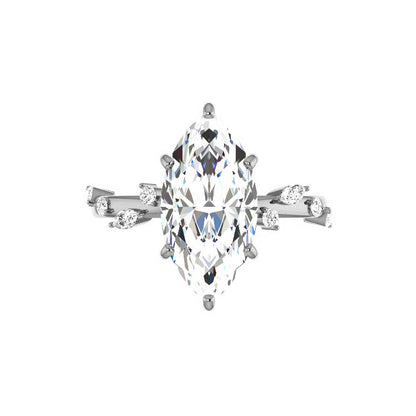 Marquise Shaped Three Stone Lab Grown Diamond Engagement Ring