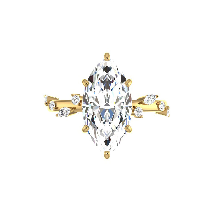 Marquise Shaped Three Stone Lab Grown Diamond Engagement Ring