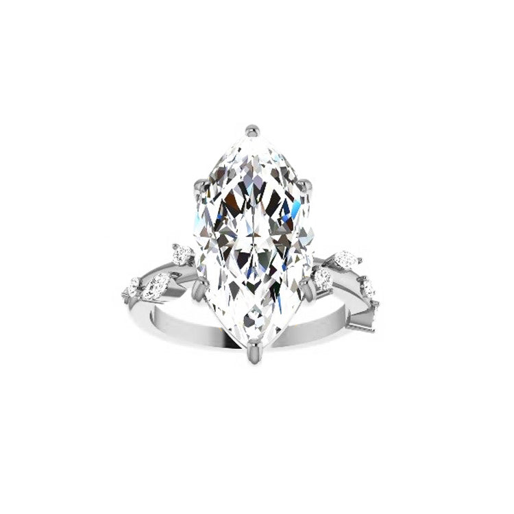 Marquise Shaped Three Stone Lab Grown Diamond Engagement Ring
