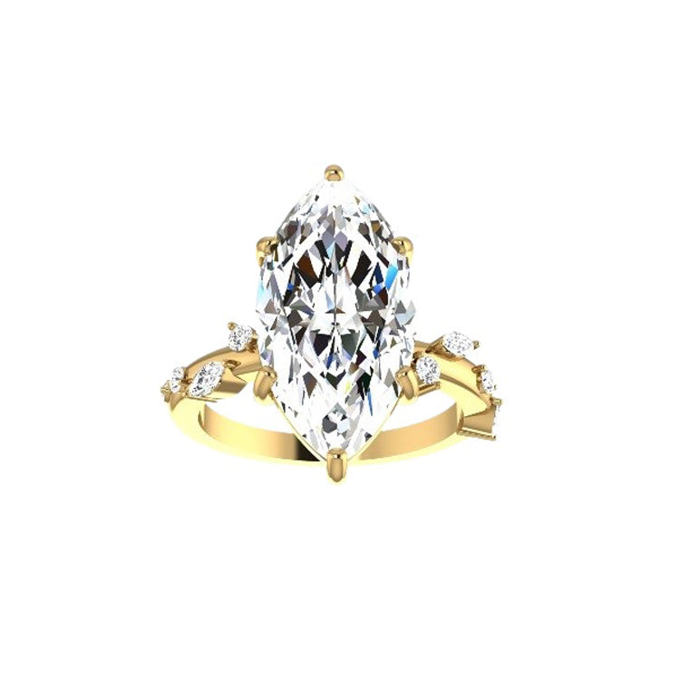 Marquise Shaped Three Stone Lab Grown Diamond Engagement Ring