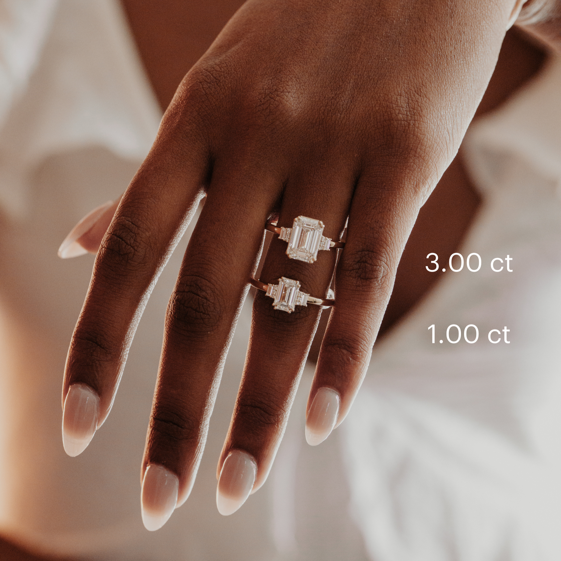 Marquise Shaped Three Stone Lab Grown Diamond Engagement Ring