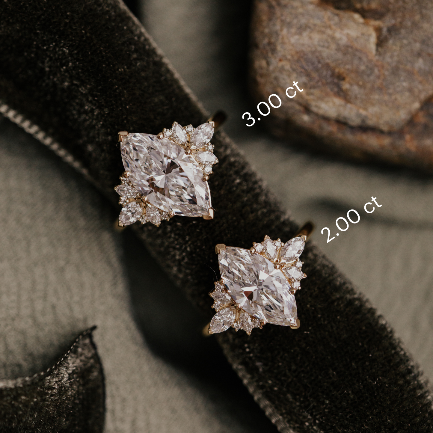 Marquise Shaped Three Stone Lab Grown Diamond Engagement Ring