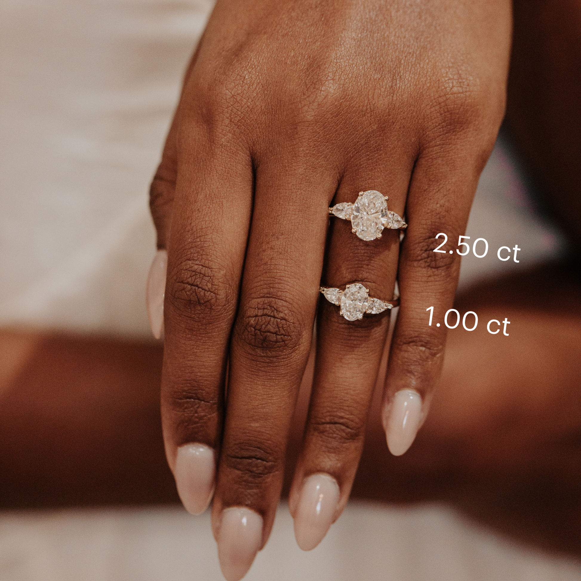 Marquise Shaped Three Stone Lab Grown Diamond Engagement Ring