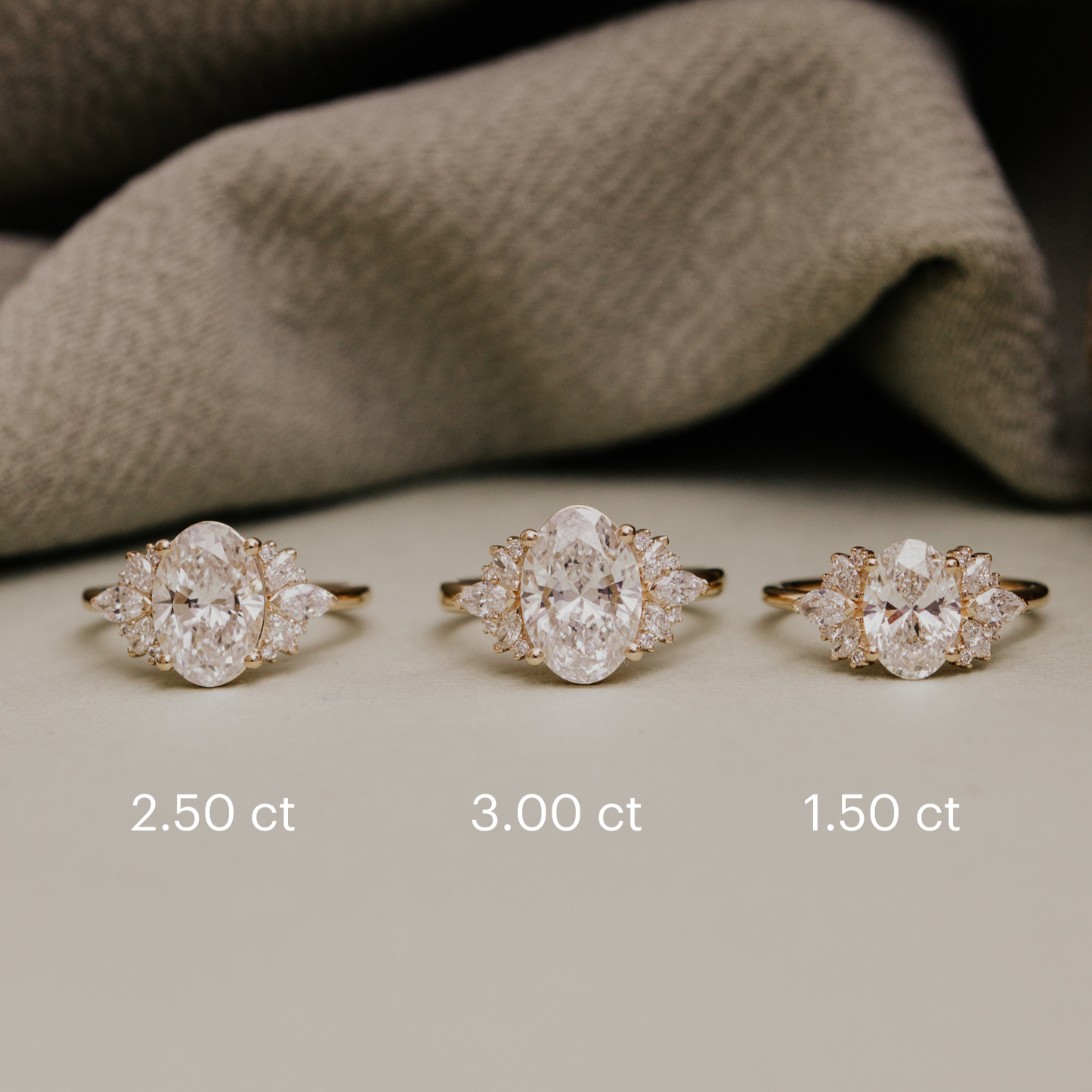 Marquise Shaped Three Stone Lab Grown Diamond Engagement Ring