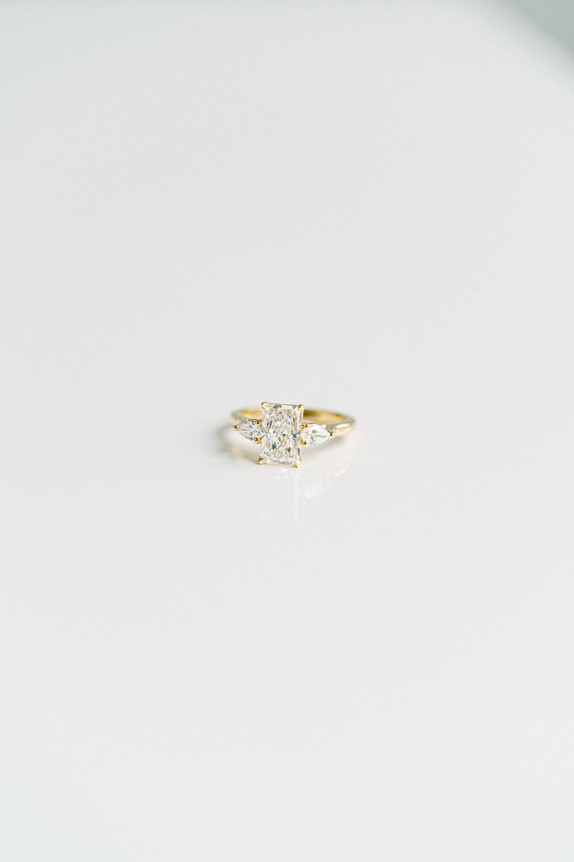 Marquise Shaped Three Stone Lab Grown Diamond Engagement Ring