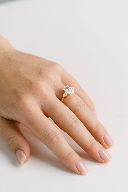 Marquise Shaped Three Stone Lab Grown Diamond Engagement Ring