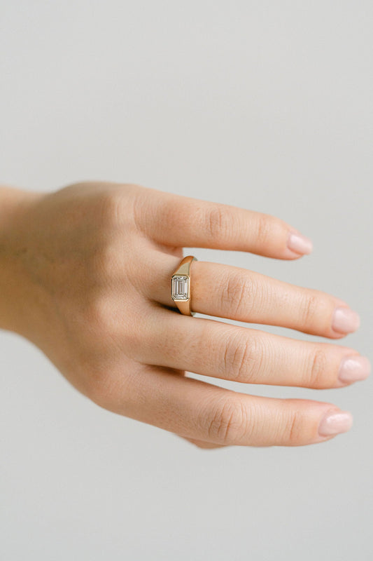 Marquise Shaped Three Stone Lab Grown Diamond Engagement Ring