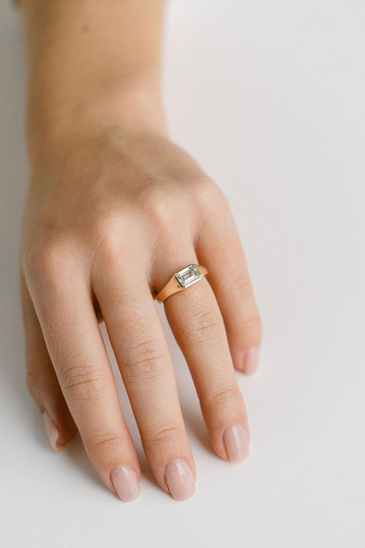 Marquise Shaped Three Stone Lab Grown Diamond Engagement Ring