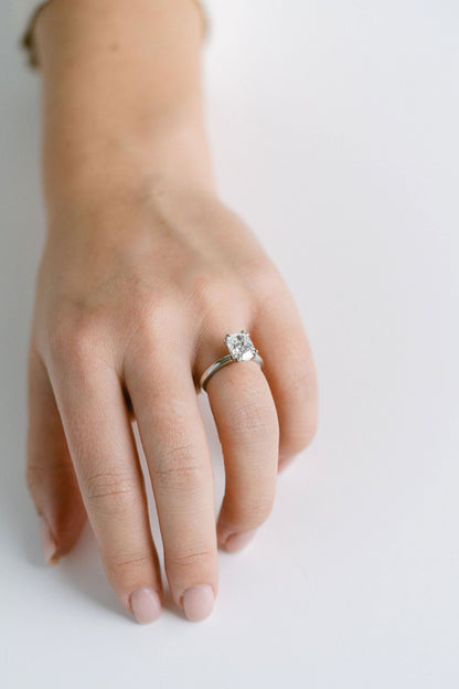 Marquise Shaped Three Stone Lab Grown Diamond Engagement Ring