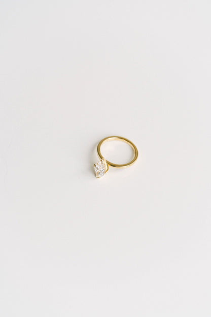 Marquise Shaped Three Stone Lab Grown Diamond Engagement Ring