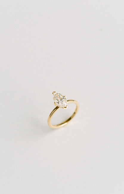 Marquise Shaped Three Stone Lab Grown Diamond Engagement Ring