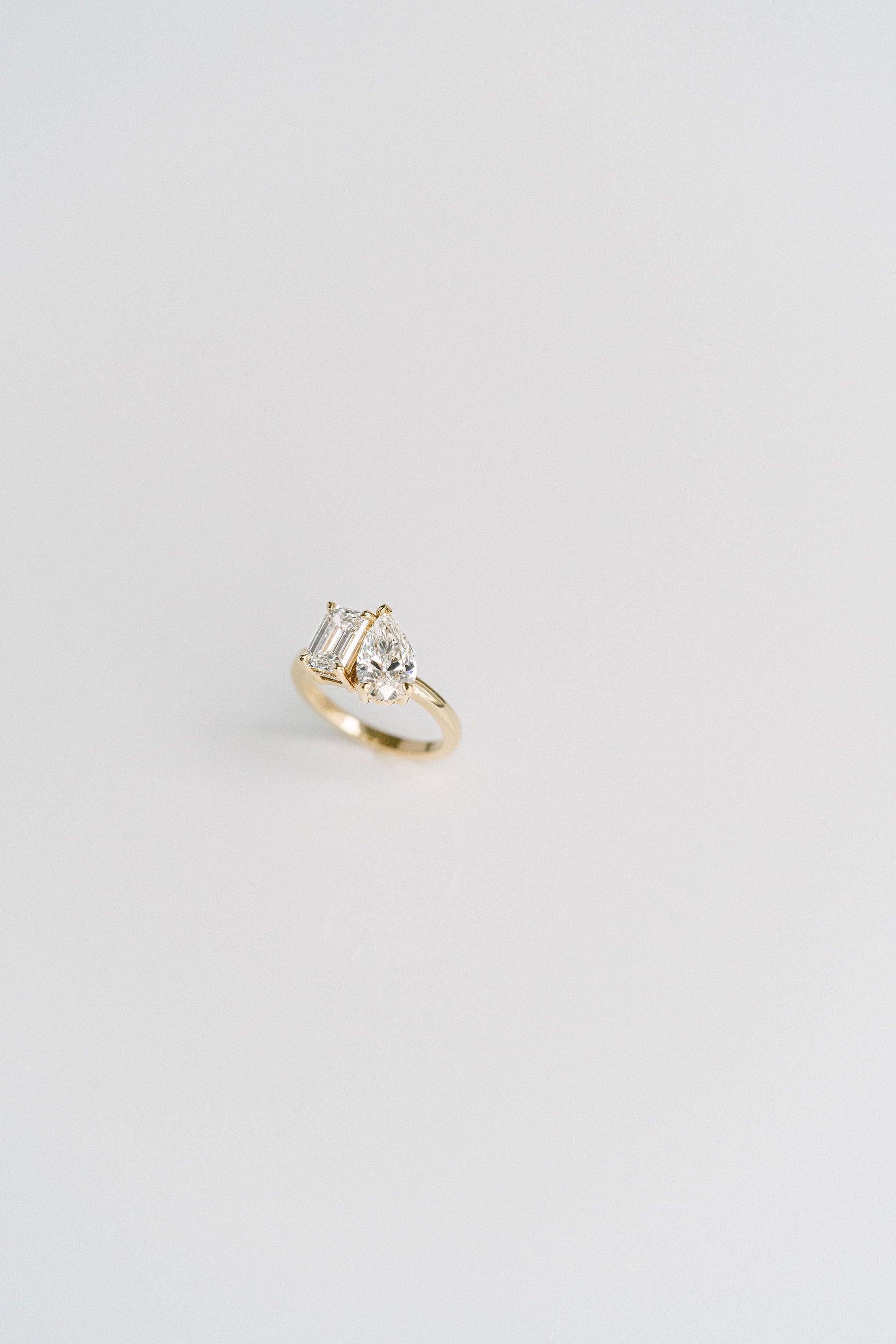 Marquise Shaped Three Stone Lab Grown Diamond Engagement Ring