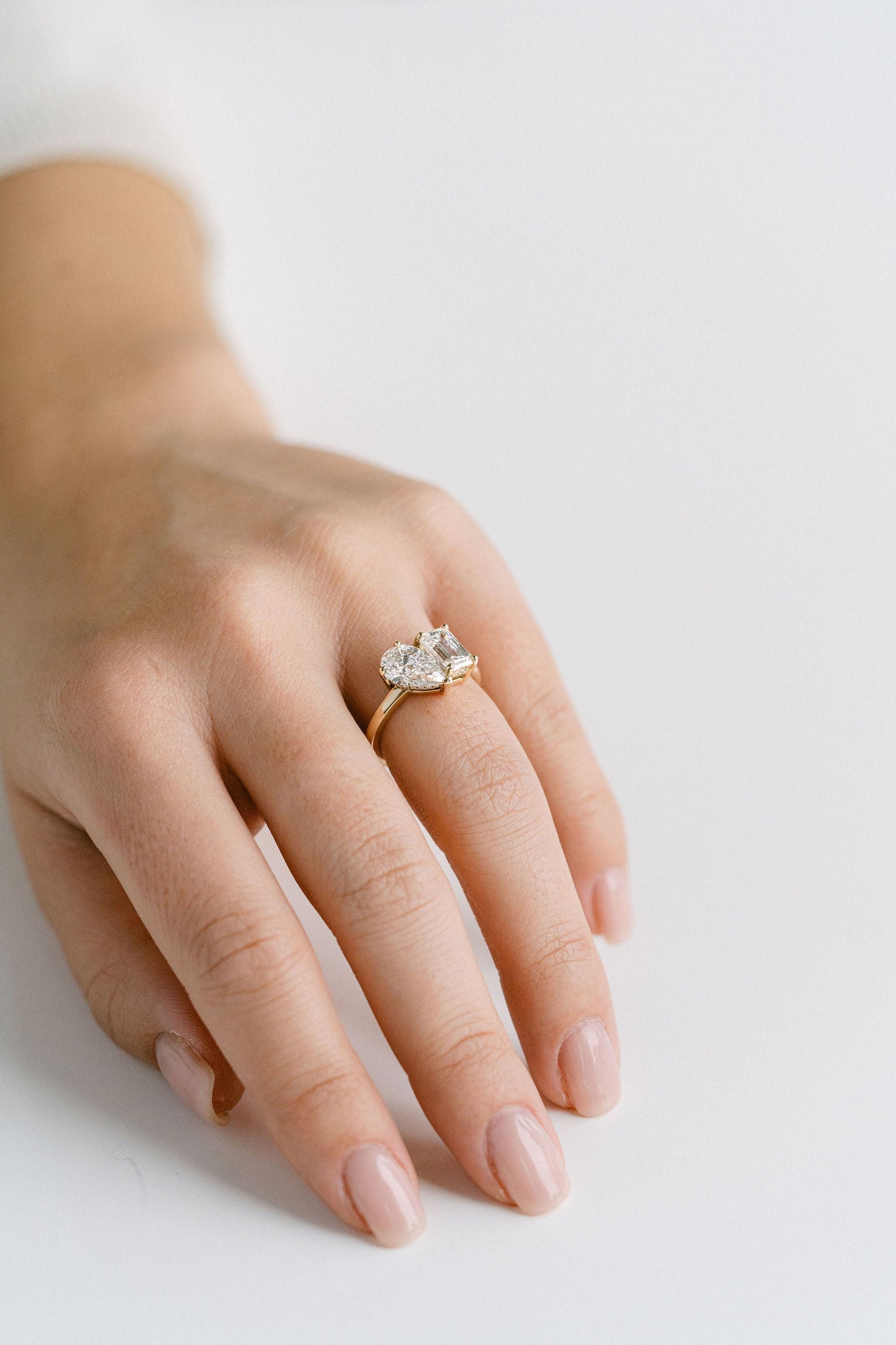 Marquise Shaped Three Stone Lab Grown Diamond Engagement Ring