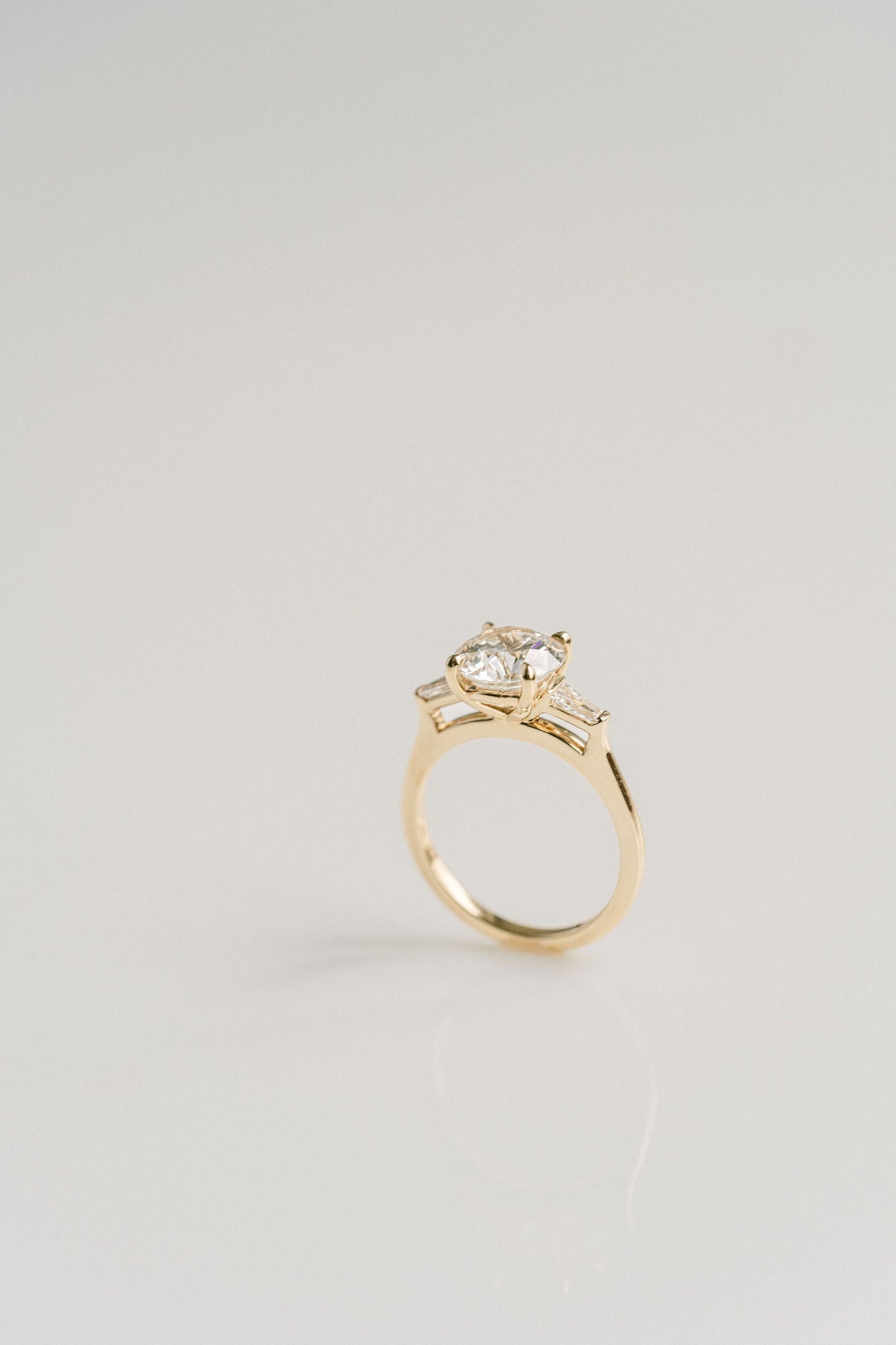 Marquise Shaped Three Stone Lab Grown Diamond Engagement Ring