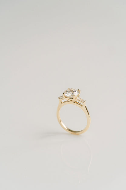 Marquise Shaped Three Stone Lab Grown Diamond Engagement Ring