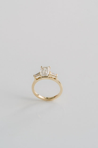 Marquise Shaped Three Stone Lab Grown Diamond Engagement Ring