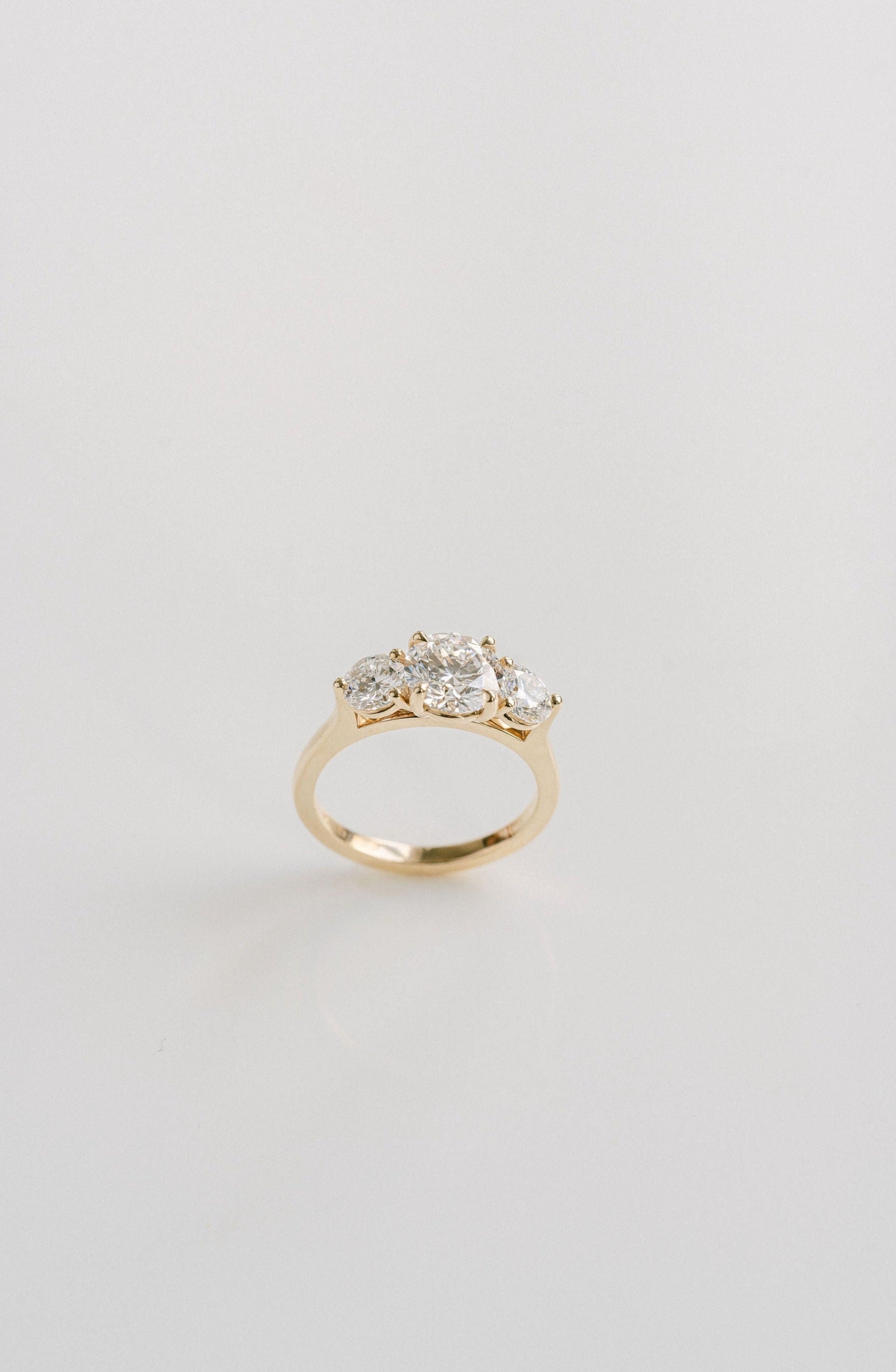 Marquise Shaped Three Stone Lab Grown Diamond Engagement Ring