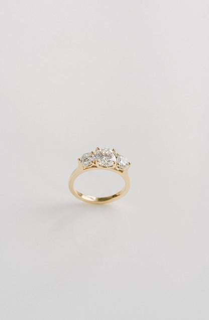 Marquise Shaped Three Stone Lab Grown Diamond Engagement Ring