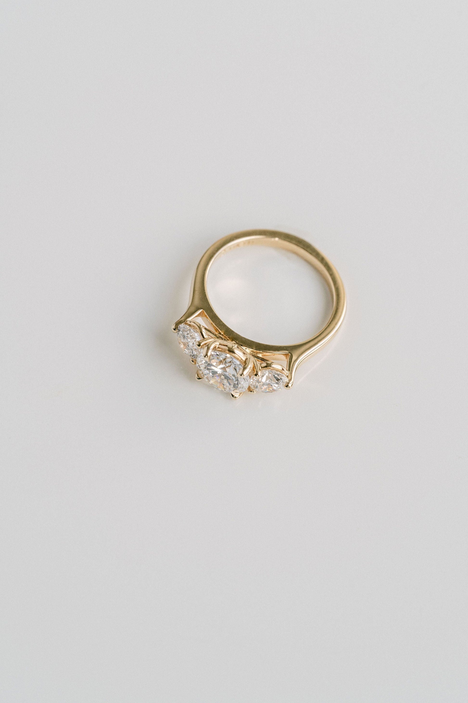 Marquise Shaped Three Stone Lab Grown Diamond Engagement Ring