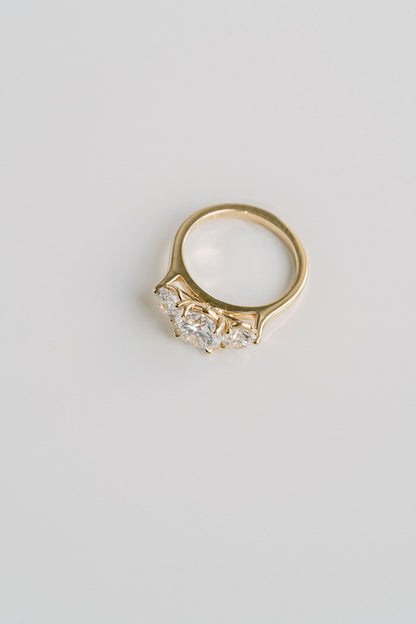 Marquise Shaped Three Stone Lab Grown Diamond Engagement Ring