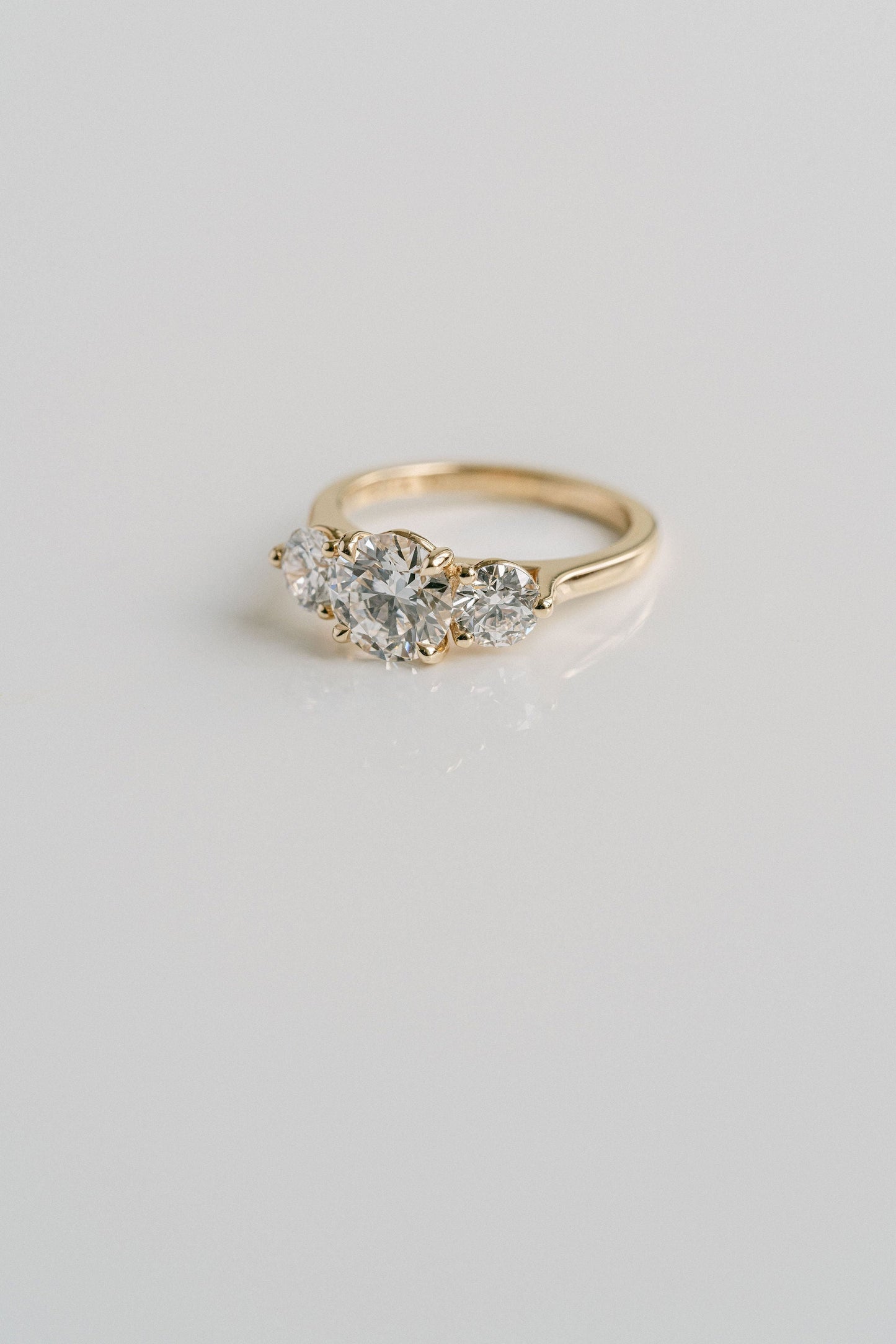 Marquise Shaped Three Stone Lab Grown Diamond Engagement Ring