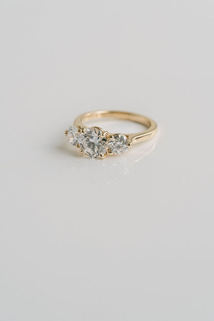 Marquise Shaped Three Stone Lab Grown Diamond Engagement Ring