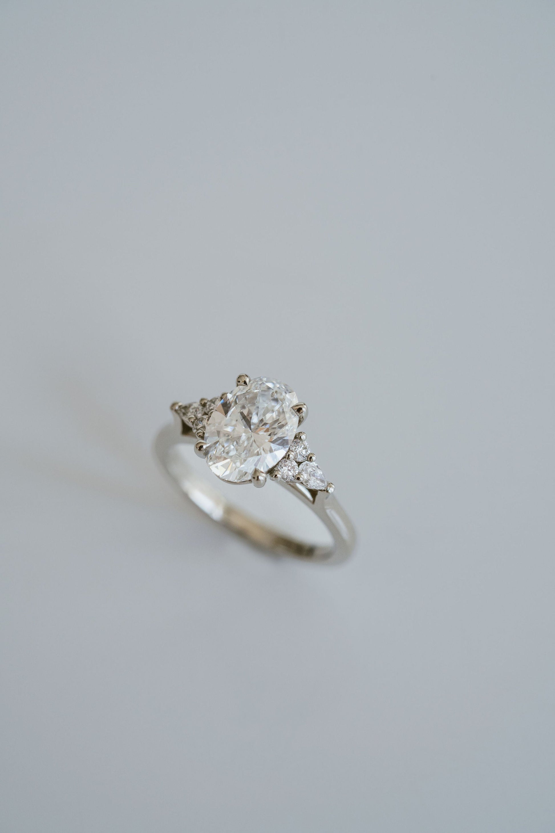 Marquise Shaped Three Stone Lab Grown Diamond Engagement Ring
