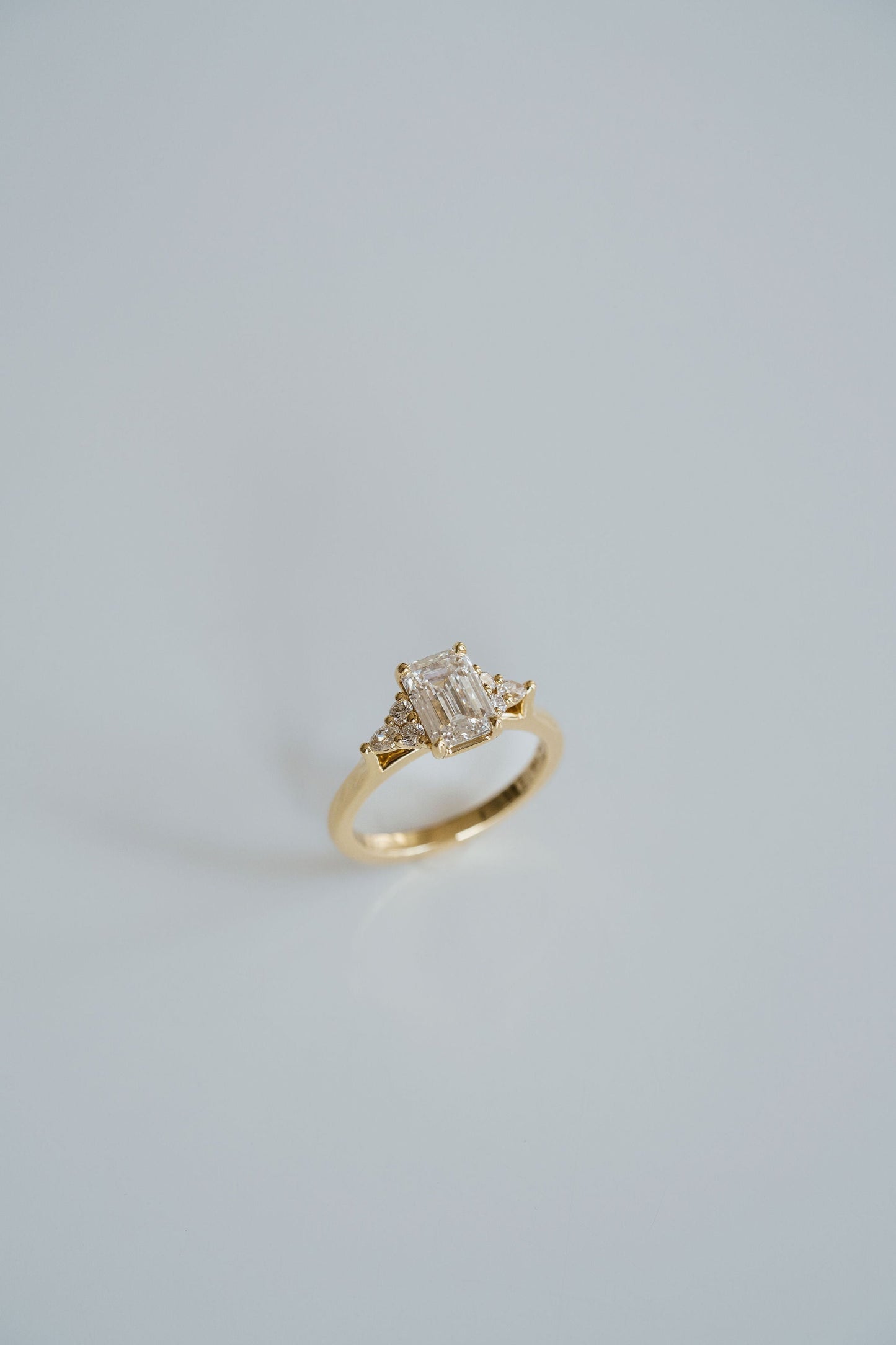 Marquise Shaped Three Stone Lab Grown Diamond Engagement Ring